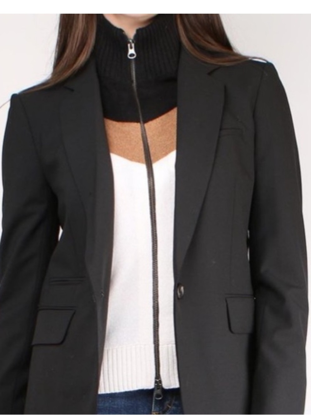 $275 Veronica Beard Lana colorblock black camel Cashmere Dickey jacket insert